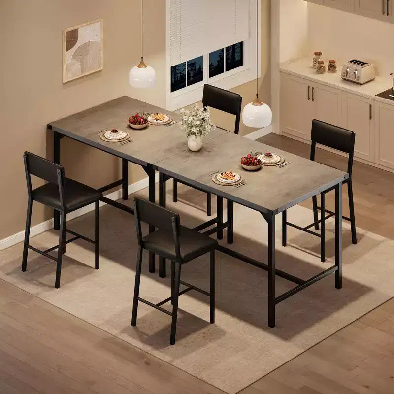 Ensemble de salle à manger pour 2 personnes avec repose-pieds et dossier, table à hauteur de comptoir avec 2 chaises de bar rembourrées, ensemble de table de cuisine avec protection d'angle