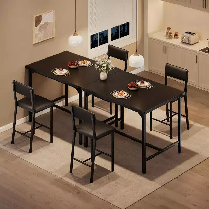 Ensemble de salle à manger pour 2 personnes avec repose-pieds et dossier, table à hauteur de comptoir avec 2 chaises de bar rembourrées, ensemble de table de cuisine avec protection d'angle