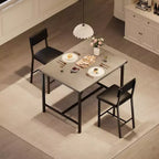 Ensemble de salle à manger pour 2 personnes avec repose-pieds et dossier, table à hauteur de comptoir avec 2 chaises de bar rembourrées, ensemble de table de cuisine avec protection d'angle