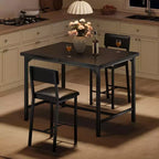 Ensemble de salle à manger pour 2 personnes avec repose-pieds et dossier, table à hauteur de comptoir avec 2 chaises de bar rembourrées, ensemble de table de cuisine avec protection d'angle