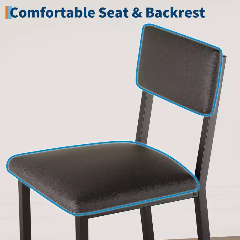 Ensemble de salle à manger pour 2 personnes avec repose-pieds et dossier, table à hauteur de comptoir avec 2 chaises de bar rembourrées, ensemble de table de cuisine avec protection d'angle