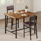 Ensemble de salle à manger pour 2 personnes avec repose-pieds et dossier, table à hauteur de comptoir avec 2 chaises de bar rembourrées, ensemble de table de cuisine avec protection d'angle