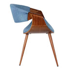 Armen Living, Chaise de salle à manger Butterfly Mid-Century en noyer et tissu bleu