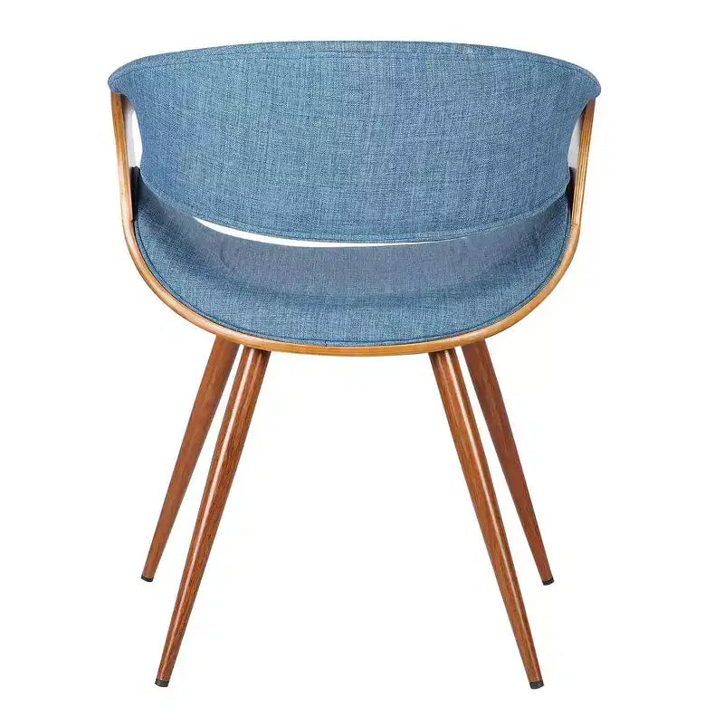 Armen Living, Chaise de salle à manger Butterfly Mid-Century en noyer et tissu bleu