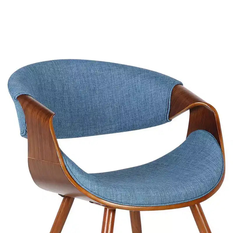 Armen Living, Chaise de salle à manger Butterfly Mid-Century en noyer et tissu bleu