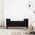Banc rembourré en Boucle, repose-pieds avec pieds en bois et traversins pour le bout du lit, la chambre, le salon, l'entrée