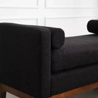 Banc rembourré en Boucle, repose-pieds avec pieds en bois et traversins pour le bout du lit, la chambre, le salon, l'entrée