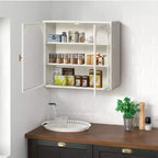 Okak Woven Pattern 2-door Wall Cabinet with Featuring 3-tier Storage Glass Doors for Entryway/Dining Room/Living Room/Kitchen
