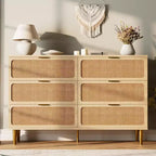 Commode double à 6 tiroirs - Grand plateau, grande capacité de rangement pour chambre à coucher ou salon