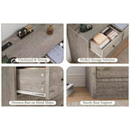 Commode 12 tiroirs pour chambre à coucher, commode en bois de 61 pouces avec prise électrique, grande commode à tiroirs