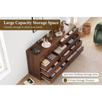 Commode 12 tiroirs pour chambre à coucher, commode en bois de 61 pouces avec prise électrique, grande commode à tiroirs