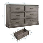 Commode de ferme à 6 tiroirs, commode en bois de 120 cm de long, organisateur de placards, commode rustique
