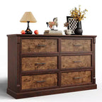 Commode de ferme à 6 tiroirs, commode en bois de 120 cm de long, organisateur de placards, commode rustique