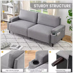 Canapé inclinable moderne en tissu de 205 cm pour salon, avec accoudoirs et coussins