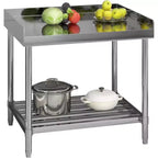 Acekool 36 NSF Stainless Steel Prep Table with Backsplash  Adjustable Commercial Workstation for Restaurants & Home Kitchens