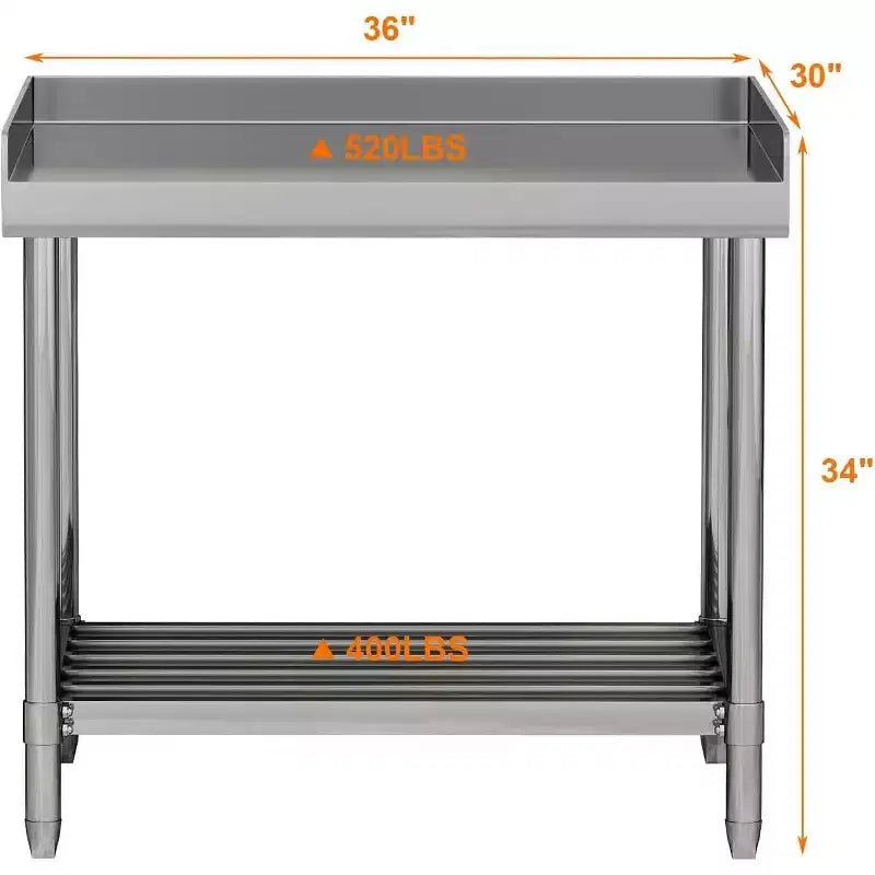 Acekool Table de préparation en acier inoxydable NSF 36 avec dosseret Plan de travail commercial réglable pour restaurants et cuisines domestiques