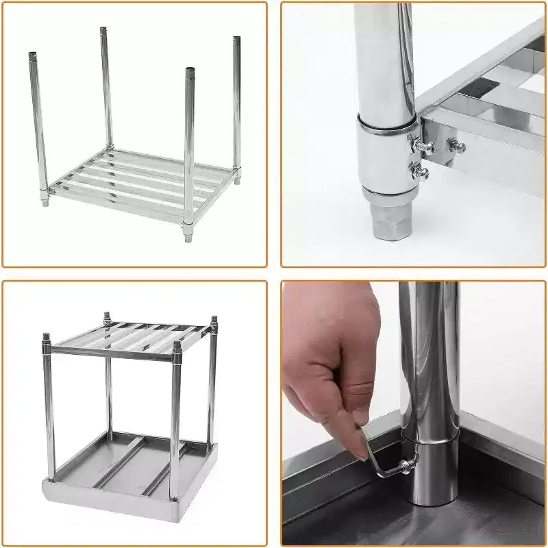 Acekool Table de préparation en acier inoxydable NSF 36 avec dosseret Plan de travail commercial réglable pour restaurants et cuisines domestiques