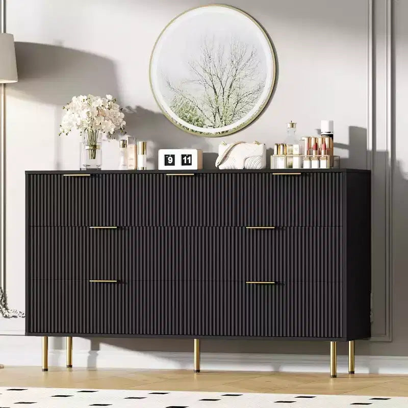 7 Drawers Dresser - Wide Top Wood Storage with Metal Handles for Bedroom & Living Room