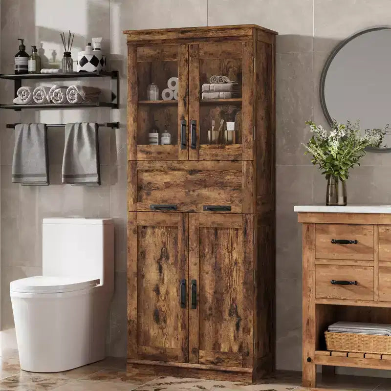 GustoWave 66.9Meuble de Rangement avec Portes et Étagères, Meuble Haut de Salle de Bain avec Tiroir, Meuble de Rangement sur Pied