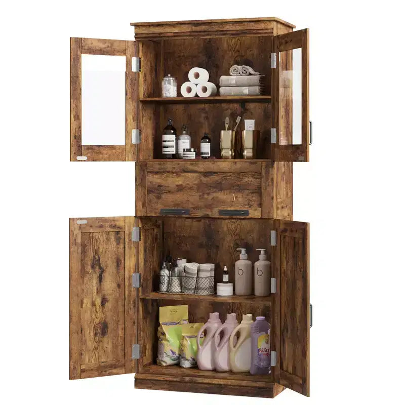 GustoWave 66.9Meuble de Rangement avec Portes et Étagères, Meuble Haut de Salle de Bain avec Tiroir, Meuble de Rangement sur Pied