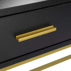 Ensemble coiffeuse style luxe léger trois tons avec étagère en acier, deux tiroirs et trois étagères en panneaux de particules noirs