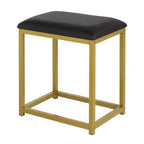 Ensemble coiffeuse style luxe léger trois tons avec étagère en acier, deux tiroirs et trois étagères en panneaux de particules noirs