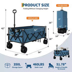 Chariot utilitaire pliant TROPOW avec roues tout-terrain, chariot de plage pliable robuste, chariot portable pour l'épicerie, le sable, le camping, bleu
