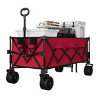 Chariot utilitaire pliant TROPOW avec roues tout-terrain, chariot de plage pliable robuste, chariot portable pour l'épicerie, le sable, le camping, bleu
