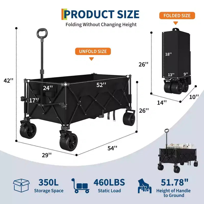 Chariot utilitaire pliant TROPOW avec roues tout-terrain, chariot de plage pliable robuste, chariot portable pour l'épicerie, le sable, le camping, bleu