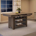 Table de salle à manger Acekool hauteur comptoir, 91 cm de haut, table rectangulaire de style ferme avec rangement, casier à vin, tiroirs, assemblage facile,