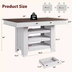 Table de salle à manger Acekool hauteur comptoir, 91 cm de haut, table rectangulaire de style ferme avec rangement, casier à vin, tiroirs, assemblage facile,