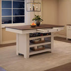 Table de salle à manger Acekool hauteur comptoir, 91 cm de haut, table rectangulaire de style ferme avec rangement, casier à vin, tiroirs, assemblage facile,