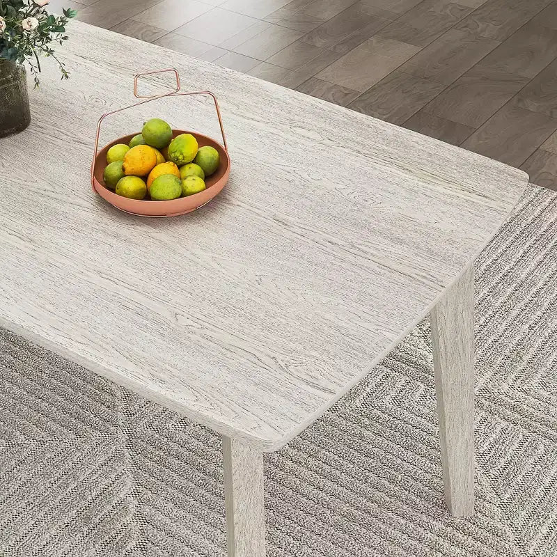 VECELO Ensemble de salle à manger 5 pièces style ferme, table en bois d'hévéa et 4 chaises de salle à manger rembourrées, gris