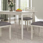 VECELO Ensemble de salle à manger 5 pièces style ferme, table en bois d'hévéa et 4 chaises de salle à manger rembourrées, gris