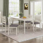 VECELO Ensemble de salle à manger 5 pièces style ferme, table en bois d'hévéa et 4 chaises de salle à manger rembourrées, gris