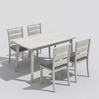 VECELO Ensemble de salle à manger 5 pièces style ferme, table en bois d'hévéa et 4 chaises de salle à manger rembourrées, gris