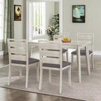 VECELO Ensemble de salle à manger 5 pièces style ferme, table en bois d'hévéa et 4 chaises de salle à manger rembourrées, gris