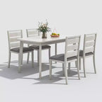 VECELO Ensemble de salle à manger 5 pièces style ferme, table en bois d'hévéa et 4 chaises de salle à manger rembourrées, gris