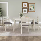 VECELO Ensemble de salle à manger 5 pièces style ferme, table en bois d'hévéa et 4 chaises de salle à manger rembourrées, gris