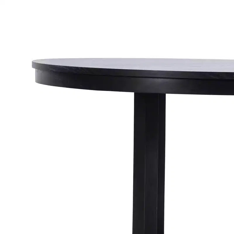 PexFix Table à manger ronde de ferme en bois massif 59 x 59 avec plateau à texture bois et base en X croisé pour salles à manger modernes et réunions de famille, Noir