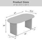 PexFix 67 x 33,5 Table à manger ovale en bois avec plateau résistant aux rayures et pieds rayés, style ferme moderne, pour salon et cuisine, couleur naturelle