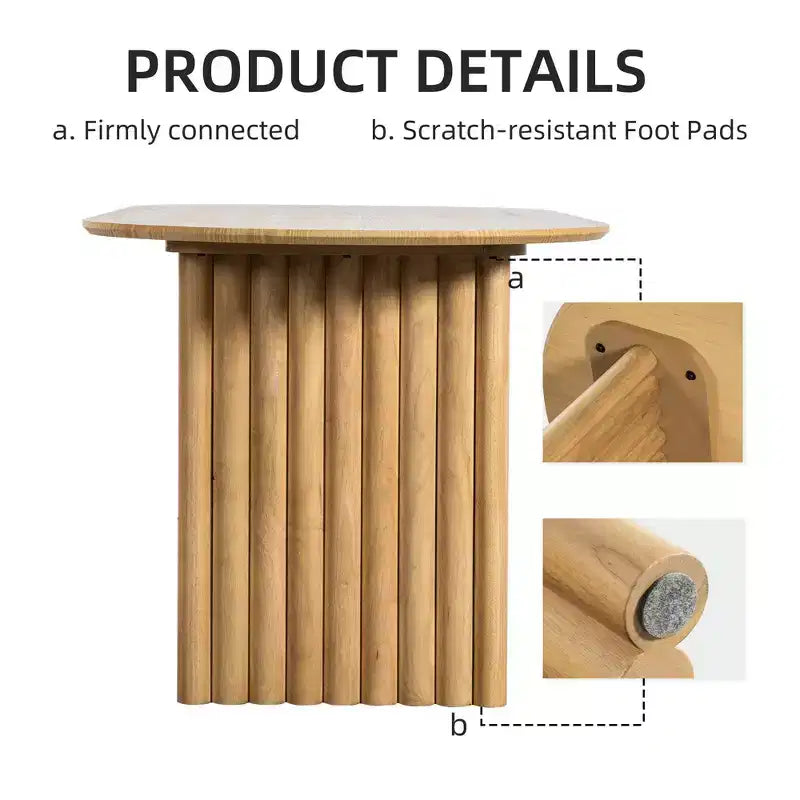 PexFix 67 x 33,5 Table à manger ovale en bois avec plateau résistant aux rayures et pieds rayés, style ferme moderne, pour salon et cuisine, couleur naturelle