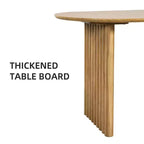 PexFix 67 x 33,5 Table à manger ovale en bois avec plateau résistant aux rayures et pieds rayés, style ferme moderne, pour salon et cuisine, couleur naturelle