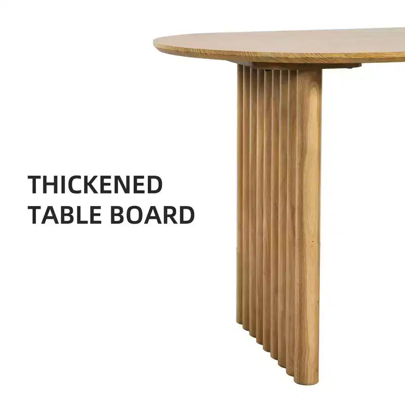 PexFix 67 x 33,5 Table à manger ovale en bois avec plateau résistant aux rayures et pieds rayés, style ferme moderne, pour salon et cuisine, couleur naturelle