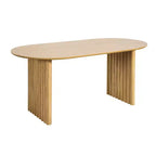 PexFix 67 x 33,5 Table à manger ovale en bois avec plateau résistant aux rayures et pieds rayés, style ferme moderne, pour salon et cuisine, couleur naturelle