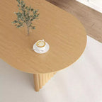 PexFix 67 x 33,5 Table à manger ovale en bois avec plateau résistant aux rayures et pieds rayés, style ferme moderne, pour salon et cuisine, couleur naturelle
