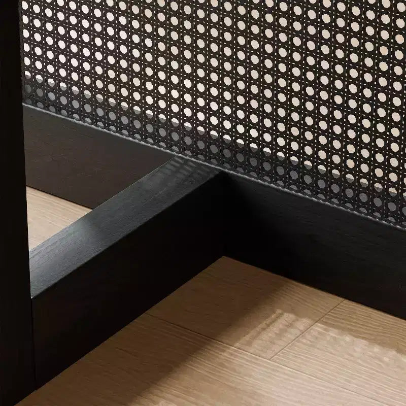 PexFix 79 x 33.5 Table de Salle à Manger de Ferme Meubles de Maison Table de Cuisine Ovale Noire avec Pieds en Rotin Tressé pour Cuisine Bar Salon