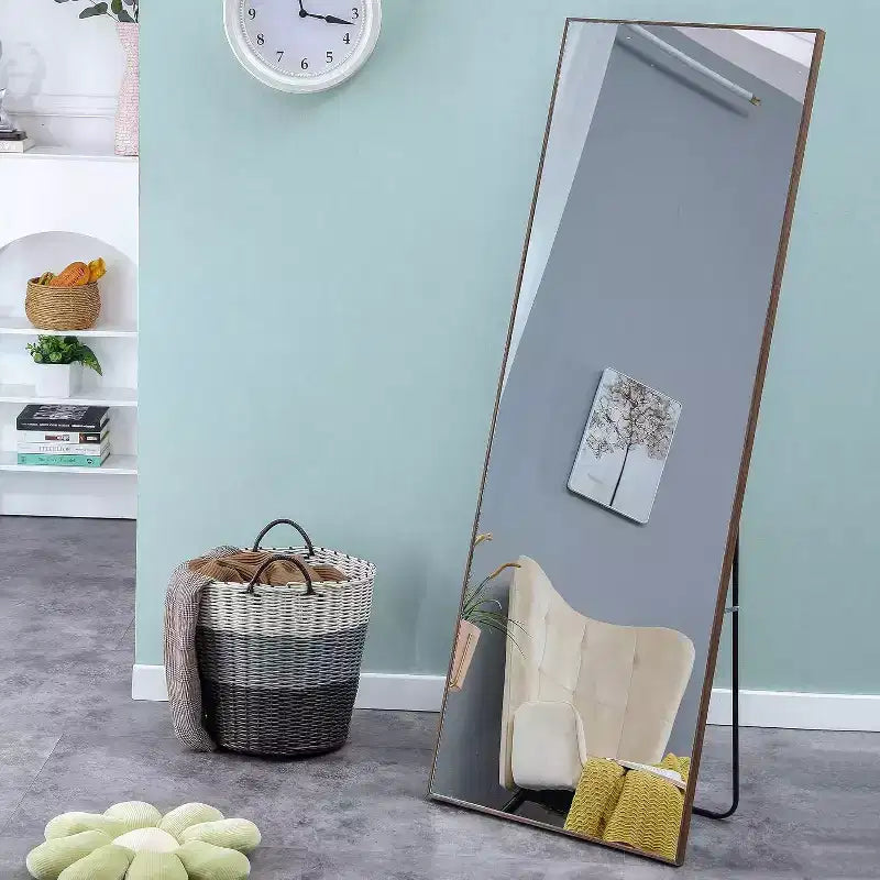 Acekool Miroir pleine longueur 65 x 23 pouces, miroir mural cadre en bois, verre HD incassable, pour chambre à coucher, salon, dressing