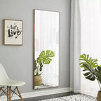 Acekool Miroir pleine longueur 65 x 23 pouces, miroir mural cadre en bois, verre HD incassable, pour chambre à coucher, salon, dressing