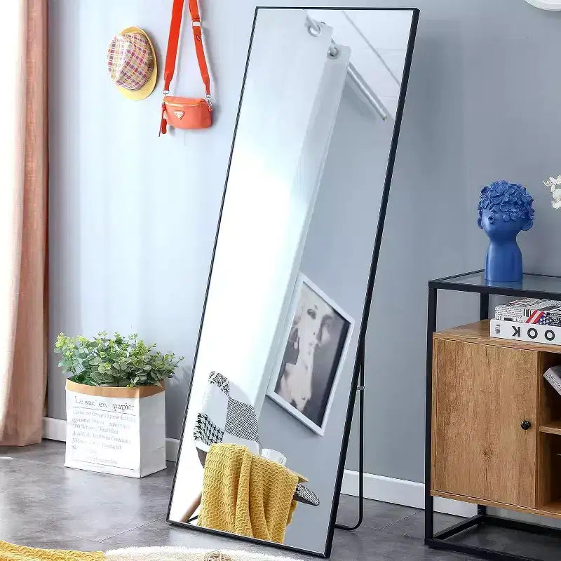 Acekool Miroir pleine longueur 65 x 23 pouces, miroir mural cadre en bois, verre HD incassable, pour chambre à coucher, salon, dressing